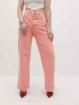 Pastel Dream High-Rise Straight Fit Jeans – High Rise Straight Fit Jeans Side View – Glossia Fashion