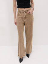 Bold Tone Classic Straight Jeans – Brown Straight Fit Jeans Side View – Glossia Fashion