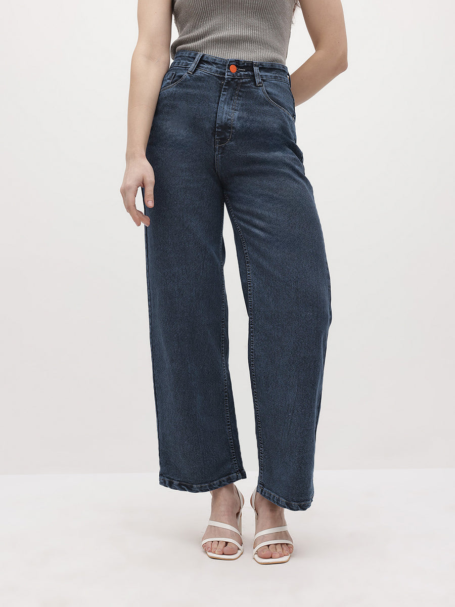 Blush Motion Soft Stonewash Denim – Stonewash Denim Jeans Side View – Glossia Fashion