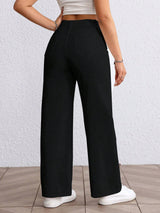 Refined Straight Denim – Black Straight Fit Jeans Side View – Glossia Fashion