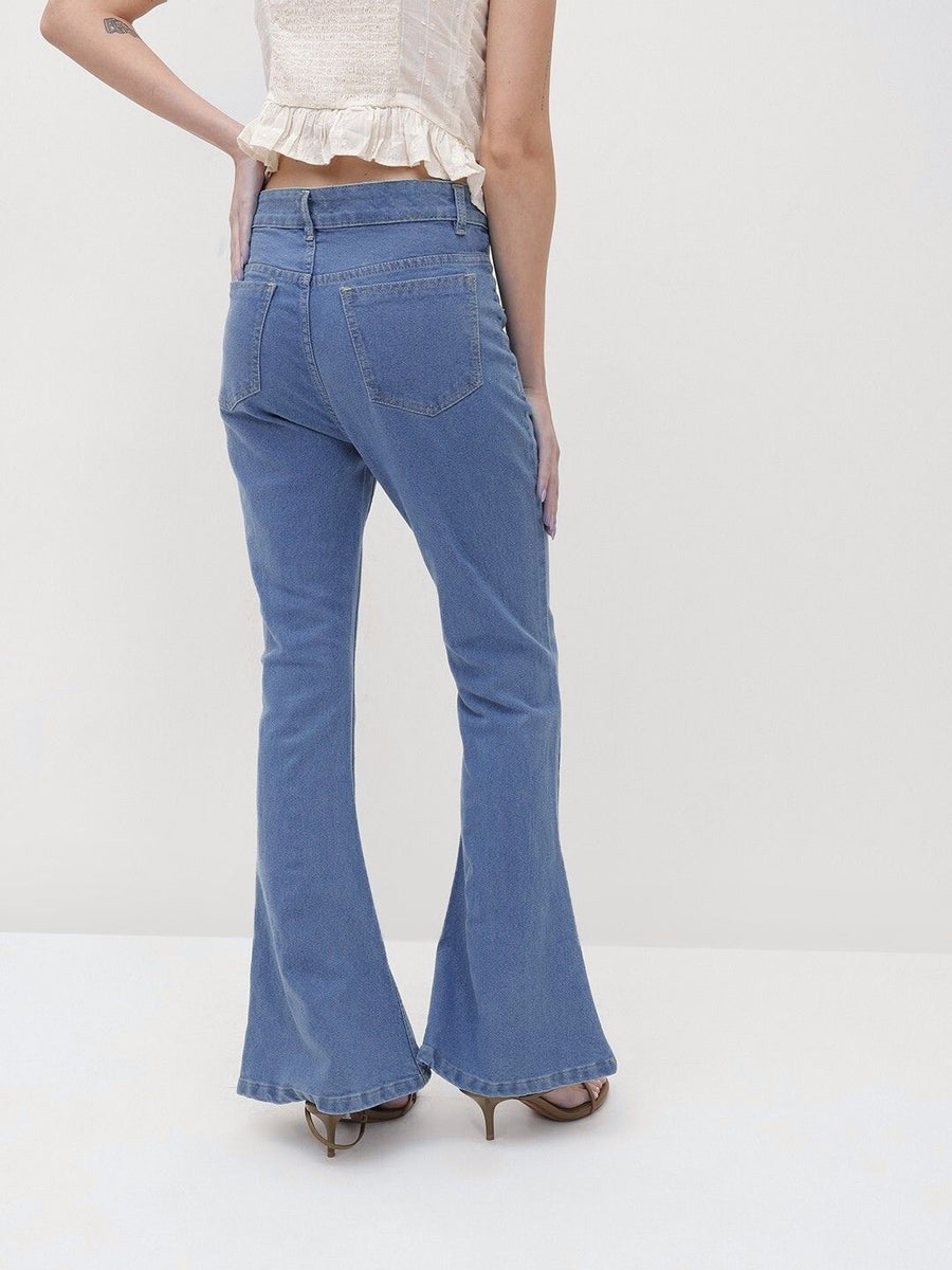 Gen Z Retro Bootcut Jeans – High Rise Bootcut Jeans Back View – Glossia Fashion