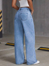 Sweet Knot Straight-Fit Jeans – High Rise Straight Fit Jeans Back View – Glossia Fashion