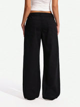 Blackline Straight Jeans – Black Straight Fit Jeans Side View – Glossia Fashion