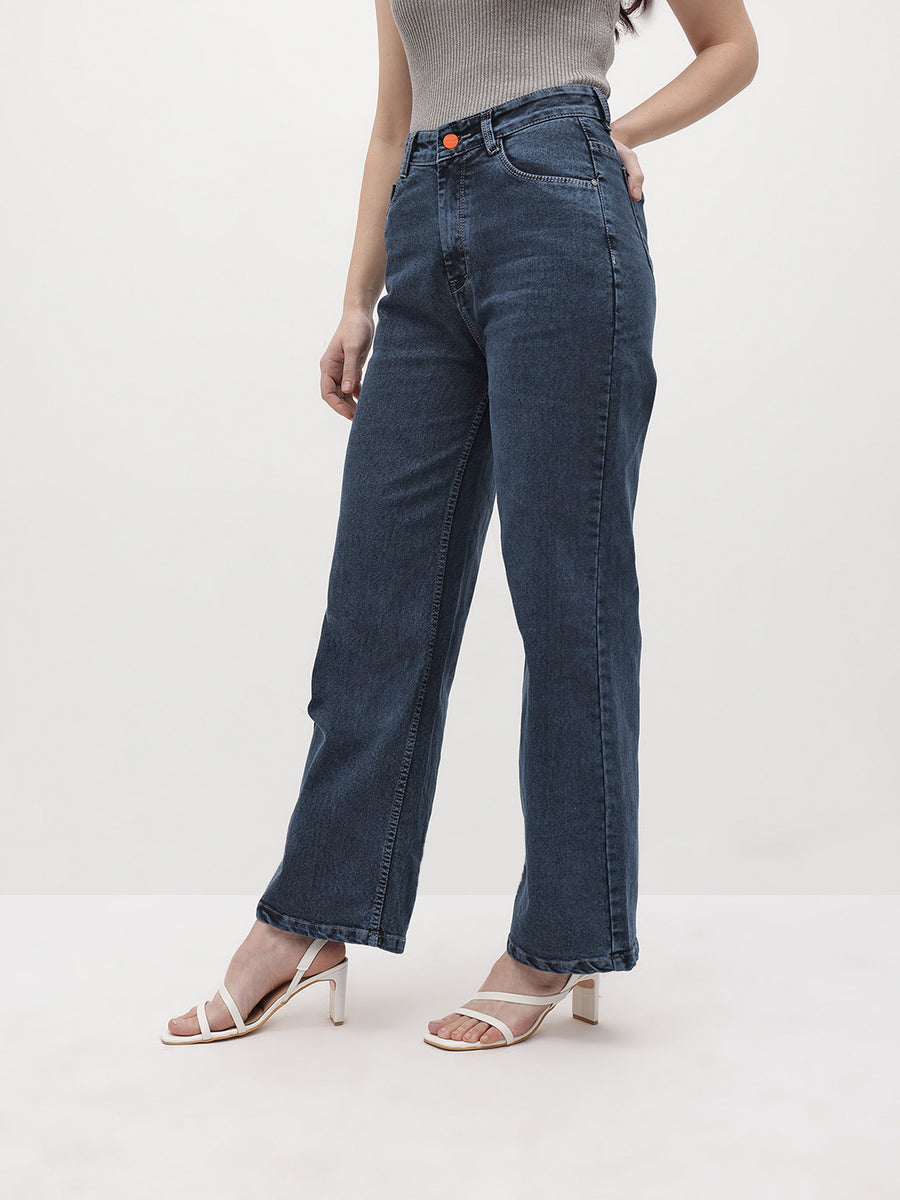 Blush Motion Soft Stonewash Denim – Stonewash Denim Jeans Back View – Glossia Fashion