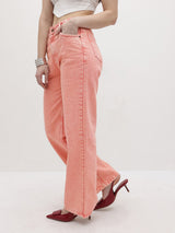 Pastel Dream High-Rise Straight Fit Jeans – High Rise Straight Fit Jeans Back View – Glossia Fashion