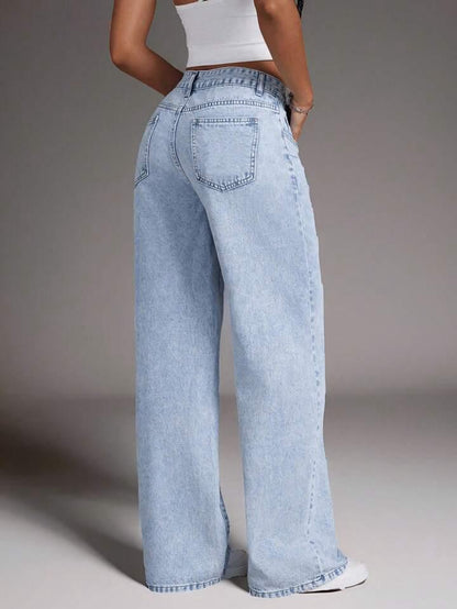 Butterfly Print Straight Fit Denim