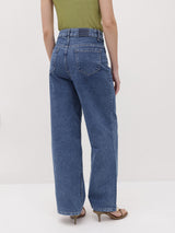 Blue Wave Straight Fit Jeans – Blue Straight Fit Jeans Back View – Glossia Fashion
