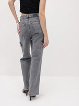 Cityscape Cargo Denim Jeans – Grey Cargo Jeans Detail View – Glossia Fashion