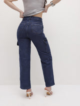 Cityscape Cargo Denim Jeans – Blue Cargo Jeans Detail View – Glossia Fashion