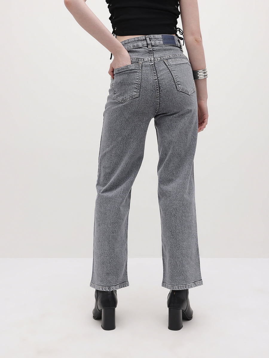 Limitless Stretchable Denim – High Rise Denim Jeans Side View – Glossia Fashion