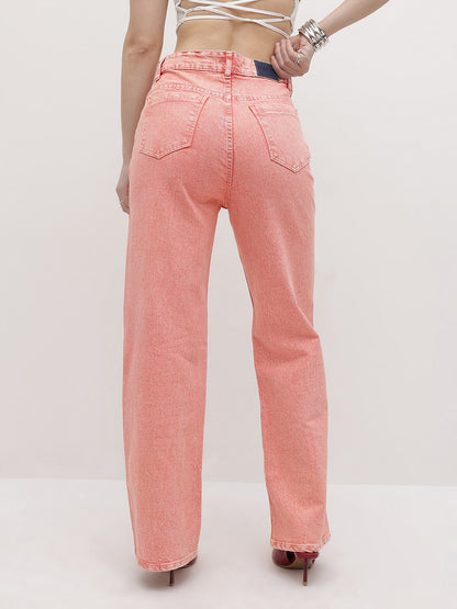 Pastel Dream High-Rise Straight Fit Jeans – High Rise Straight Fit Jeans Detail View – Glossia Fashion