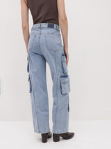 Urban Safari Scout Cargo Denim – High Rise Cargo Jeans Detail View – Glossia Fashion