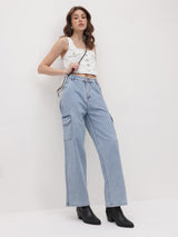 Metro Maven Cargo Jeans – High Rise Cargo Jeans – Glossia Fashion