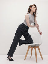 Cityscape Cargo Denim Jeans – Black Cargo Jeans – Glossia Fashion