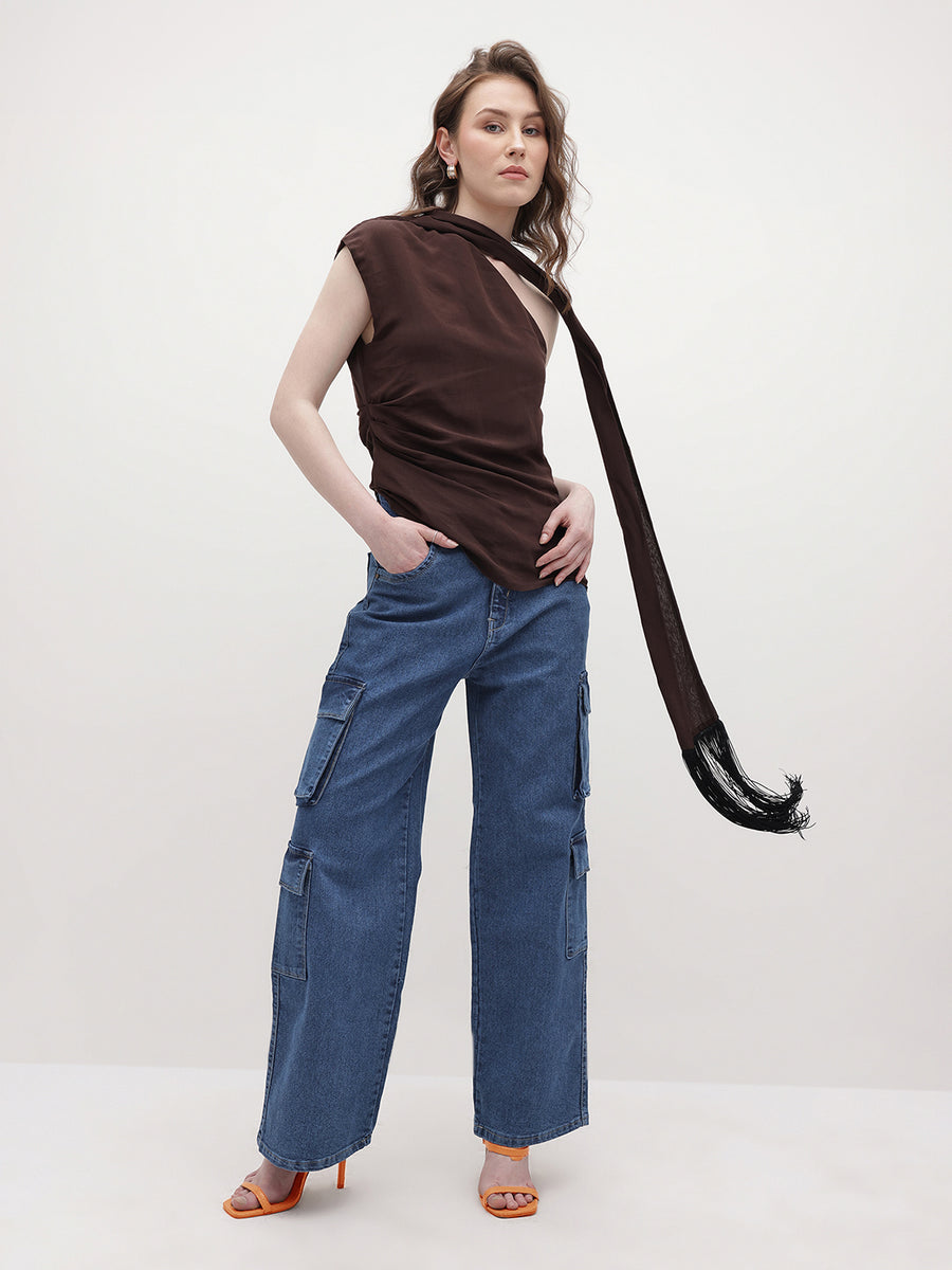 Street Style Scout Cargo Jeans – Blue Cargo Jeans Style View – Glossia Fashion