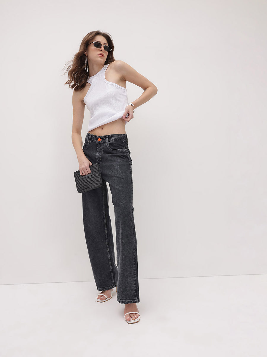 Evening Haze Straight fit Jeans – High Rise Straight Fit Jeans – Glossia Fashion