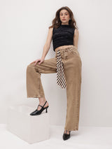 Bold Tone Classic Straight Jeans – Brown Straight Fit Jeans – Glossia Fashion