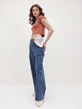 Explorer Expedition Cargo Denim – Blue Cargo Jeans Model View – Glossia Fashion
