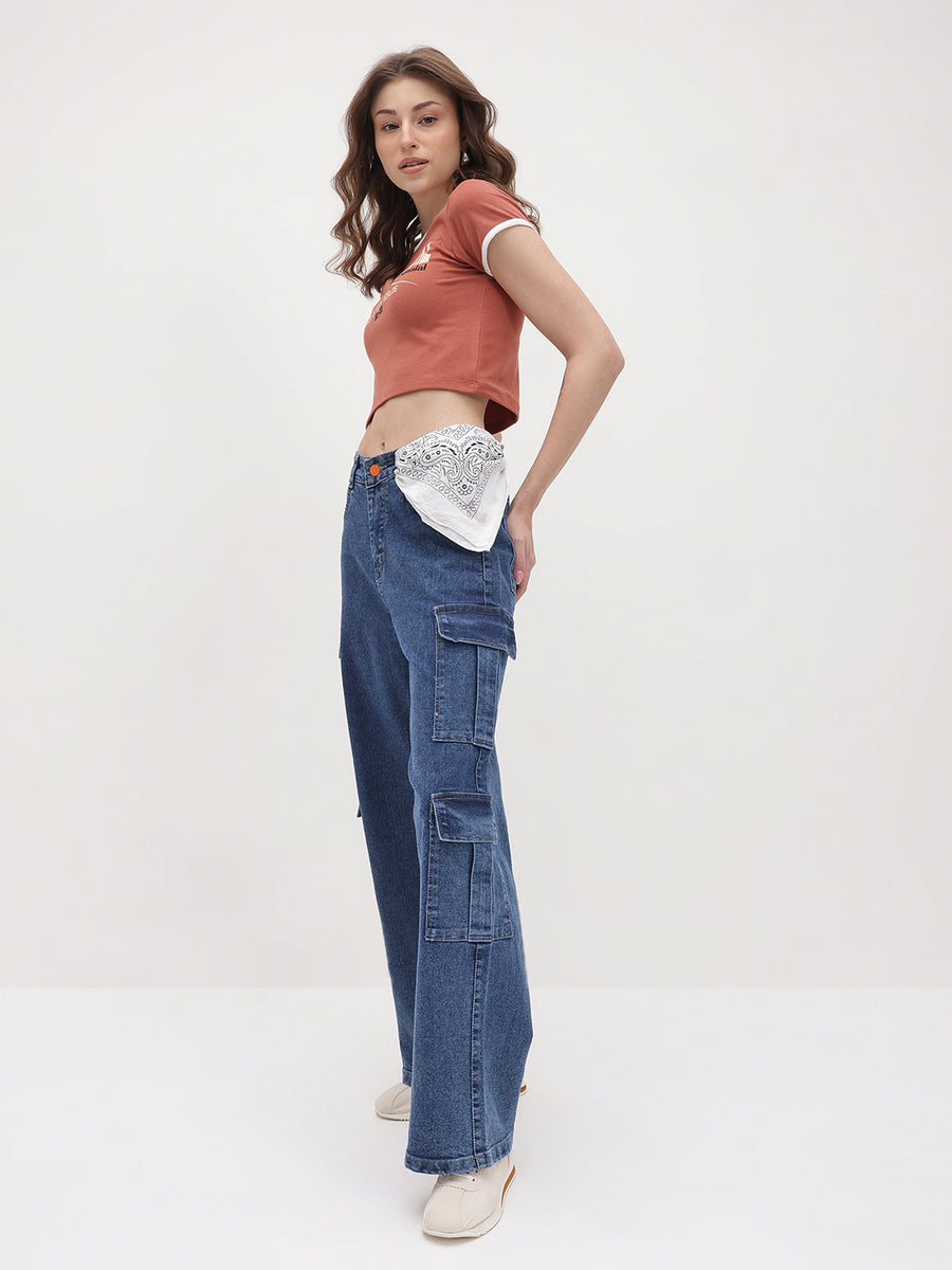 Explorer Expedition Cargo Denim – Blue Cargo Jeans Model View – Glossia Fashion