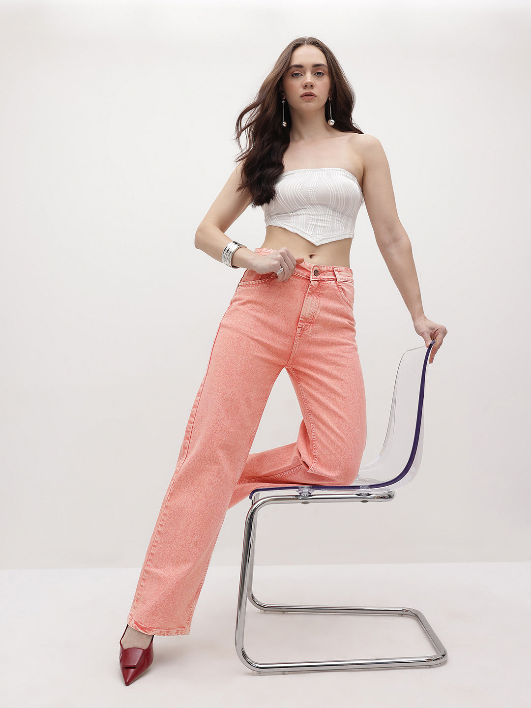 Pastel Dream High-Rise Straight Fit Jeans – High Rise Straight Fit Jeans – Glossia Fashion