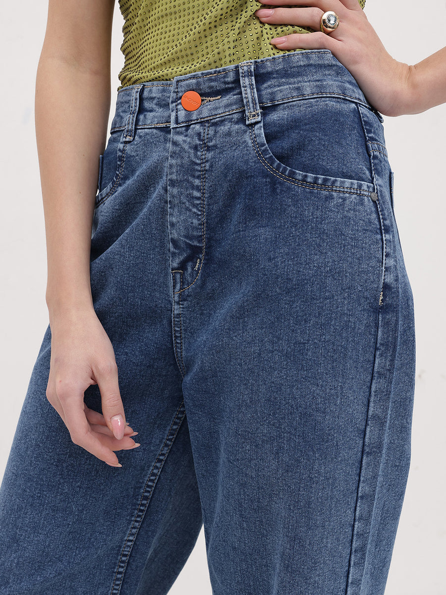 Blue Wave Straight Fit Jeans – Blue Straight Fit Jeans Detail View – Glossia Fashion