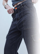 Streetwise Cargo Denim – High Rise Cargo Jeans Style View – Glossia Fashion