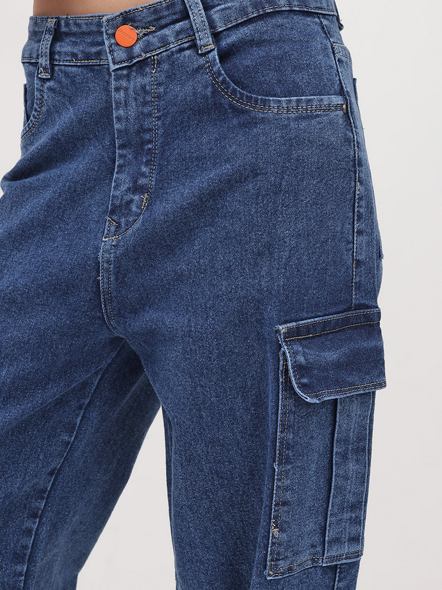 Explorer Expedition Cargo Denim – Blue Cargo Jeans View 10 – Glossia Fashion