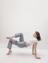 Trailblazer Cargo Denim Jeans – Grey Cargo Jeans Model View – Glossia Fashion
