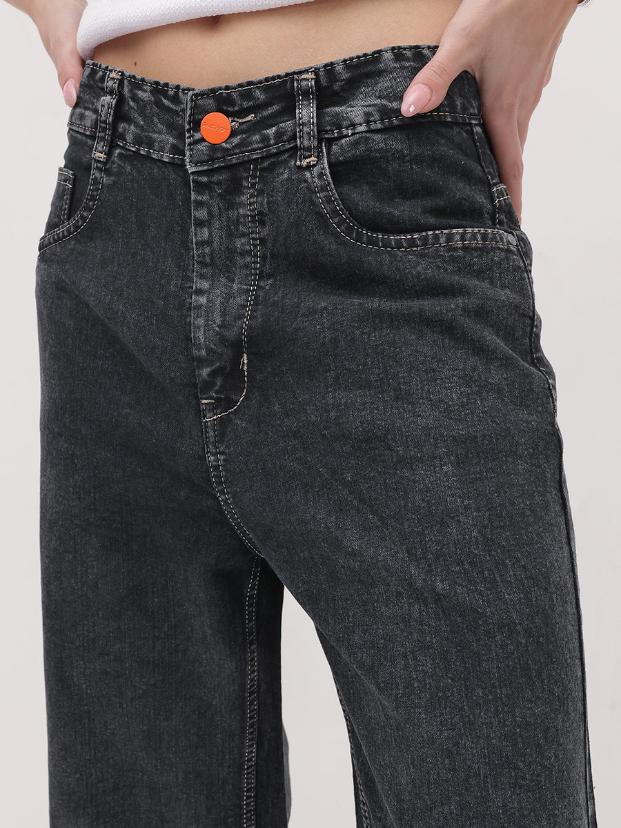 Evening Haze Straight fit Jeans – High Rise Straight Fit Jeans Style View – Glossia Fashion