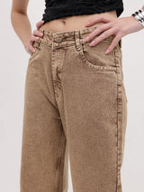 Bold Tone Classic Straight Jeans – Brown Straight Fit Jeans Style View – Glossia Fashion