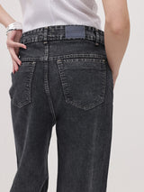 Evening Haze Straight fit Jeans – High Rise Straight Fit Jeans Model View – Glossia Fashion