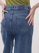 Blue Wave Straight Fit Jeans – Blue Straight Fit Jeans Style View – Glossia Fashion