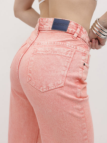 Pastel Dream High-Rise Straight Fit Jeans – High Rise Straight Fit Jeans Model View – Glossia Fashion
