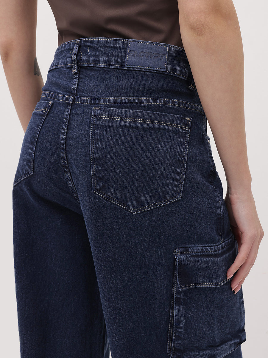 Voyager Vixen Cargo Pants – Navy Blue Cargo Jeans View 10 – Glossia Fashion