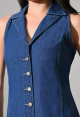 Elara Collared Denim Midi