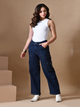 Trailblazer Cargo Denim Jeans – High Rise Cargo Jeans – Glossia Fashion