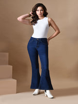 Urban Chic Slim Bootcut Jeans – High Rise Bootcut Jeans Model View – Glossia Fashion