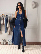 Coastal Denim Grace – Dark Blue Denim Jeans Front View – Glossia Fashion
