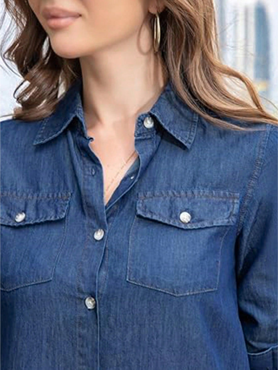 Seaside Stroll Maxi – Dark Blue Denim Jeans Back View – Glossia Fashion