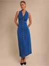 Elara Collared Denim Midi