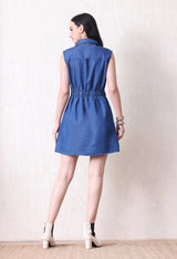 Summer Ready Pop Dress – Blue Dress Back View – Glossia Fashion