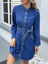 Sculpted Denim Tie-Front Dress