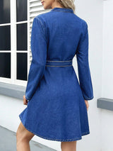 Sculpted Denim Tie-Front Dress