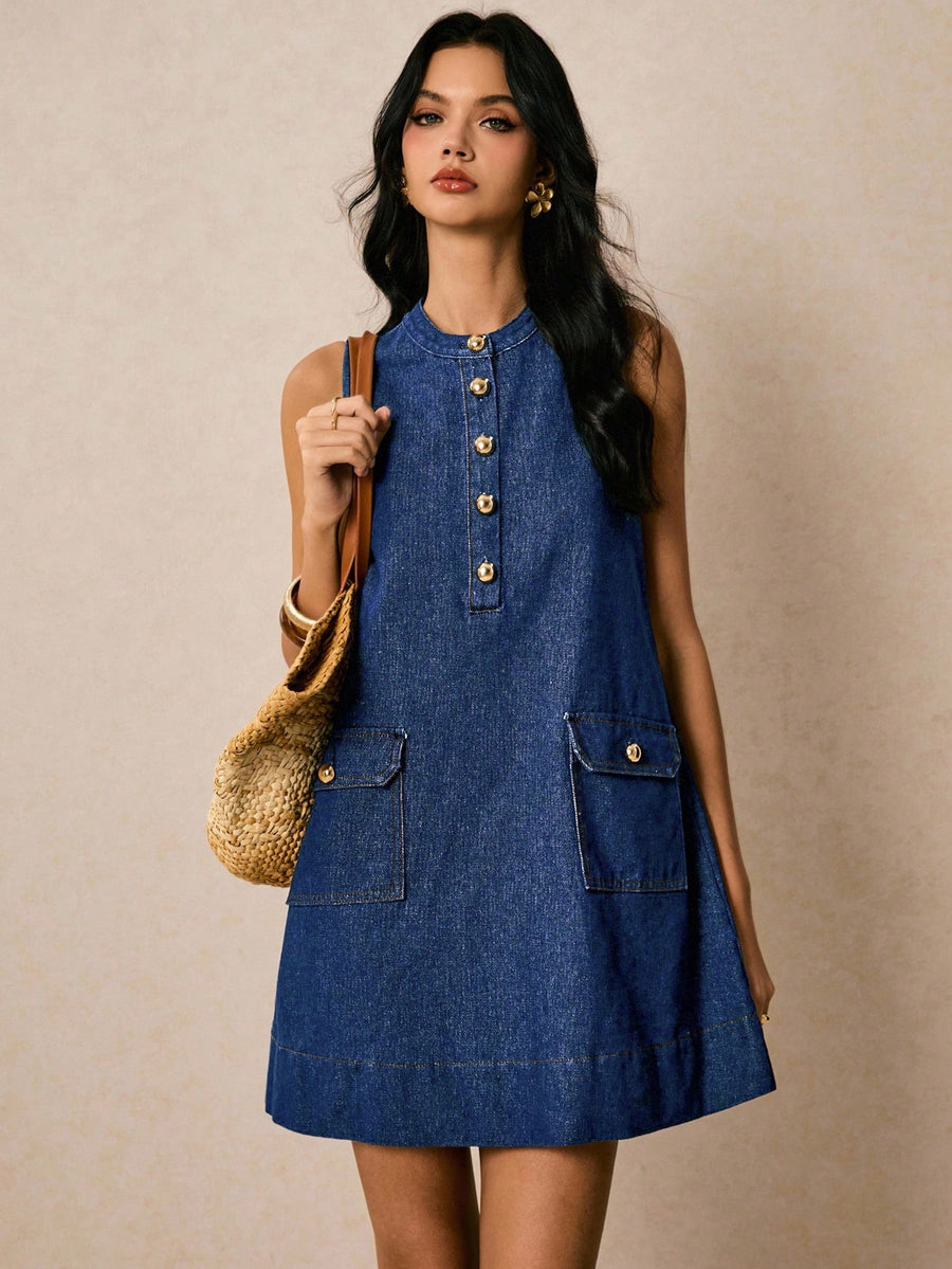 The Pocket Edit Denim Midi