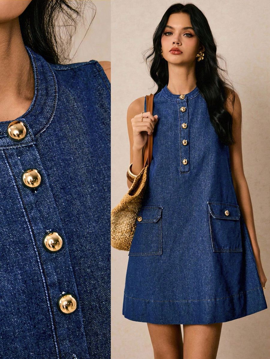 The Pocket Edit Denim Midi