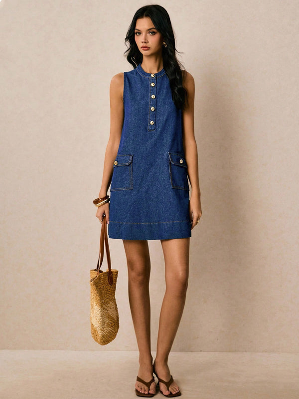 The Pocket Edit Denim Midi