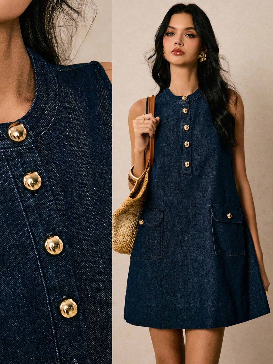 The Pocket Edit Denim Midi