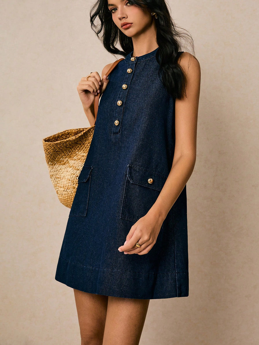 The Pocket Edit Denim Midi