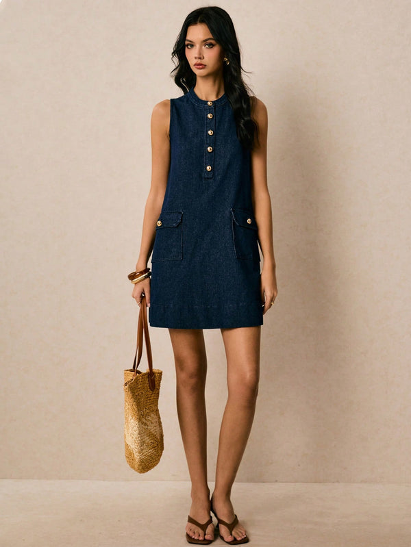The Pocket Edit Denim Midi