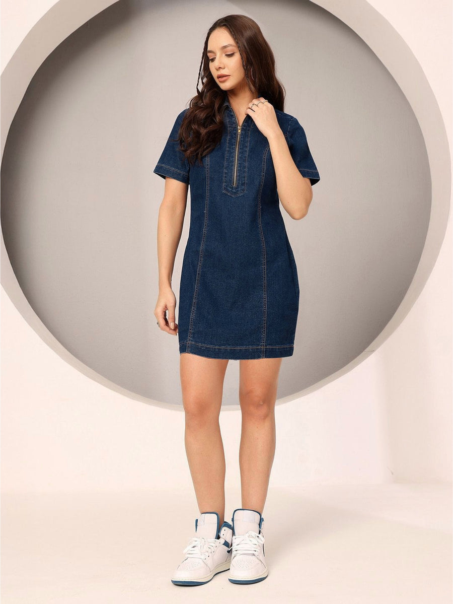 Contour Fit Dark Denim Dress